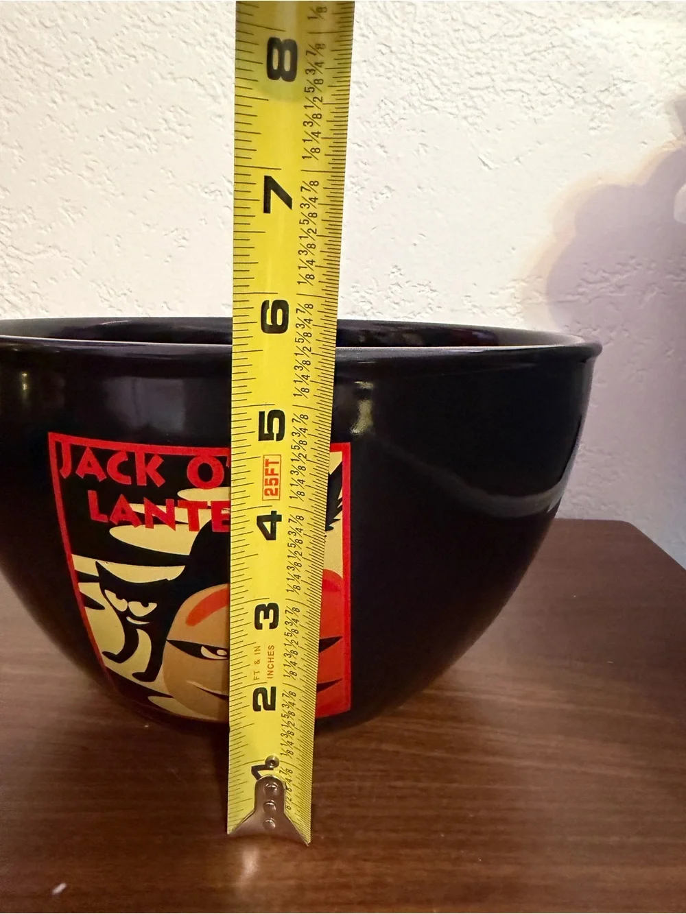 Vintage 2000s Halloween Jack-o'-lantern Black Glossy Ceramic Candy Bowl 8in